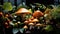 A rich display of various mushrooms flourishing amid fallen leaves, symbolizing the beauty of fall and the bounty of the forest fl