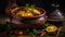 Rich and exotic Moroccan tagine: a traditional North African stew. Generative AI,