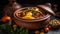 Rich and exotic Moroccan tagine: a traditional North African stew. Generative AI,