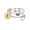 Rich and famous steamed egg cartoon character holding money bag