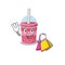 Rich and famous strawberry bubble tea cartoon character holding shopping bags