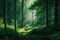 Rich forest background created with, fullness of green plants, fresh air. AI.Generative AI