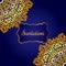 Rich gold invitation card in the Indian style.