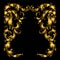 Rich gold vector baroque curly ornamental corners for design and decoration on black background