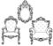 Rich Imperial Baroque Rococo furniture and frames set. French Luxury carved ornaments. Vector Victorian exquisite Style