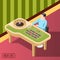 Rich Man In Casino Isometric Background