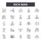 Rich man line icons, signs, vector set, outline illustration concept