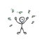 Rich man throwing money. Wealthy person. Success. Hand drawn. Stickman cartoon. Doodle sketch, Vector graphic illustration