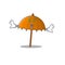 Rich orange umbrella with Money eye mascot character style