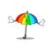 Rich rainbow umbrella with Money eye mascot character style