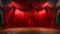 Rich Red Velvet Theatre Curtains and Wooden Stage Floor. Generative AI