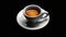 Rich ristretto in a white cup on a saucer, the beauty of espresso