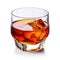 A rich sazerac cocktail in an old-fashioned glass, isolated on a white background, created by Generative AI.