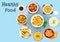 Rich soup and seafood dishes icon, food design