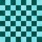 Rich turquoise and light teal checkered chess board background. Polished marbled stone textured squares. Seamless.