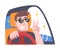 Rich and Wealthy Man Character in Sunglasses Driving Expensive Car and Gesturing Vector Illustration