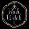 Rich Witch. Card or t-shirt design concept. Chain frame with pentagram pendant, text. Vector illustration.