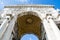 The richly decorated arch of the Victoria sqare, Genoa, Italy - upward view