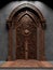 Richly decorated wooden old door, ancient brown dark door gate. Generative Ai