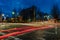 RICHMOND, CANADA - DECEMBER 06, 2020: Long exposure photography of cars motion during christmas time.