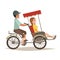 Rickshaw asian taxi vector icon. Ttraditional Vietnamese taxi tuk-tuk illustration
