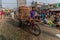 Rickshaw driver on crowded streets of Dhaka in the Bangladesh