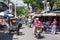 Rickshaw with his three-wheeled passenger cart on the street