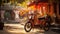 Rickshaw on old Indian town street, local atmosphere, Asian culture and travel concept