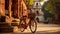 Rickshaw on old Indian town street, local atmosphere, Asian culture and travel concept