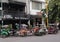 rickshaw transportation activity on malioboro road indonesia