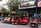 rickshaw transportation activity on malioboro road indonesia