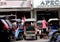 rickshaw transportation activity on malioboro road indonesia