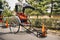 The Rickshaw, a two wheeled human powered taxi in Kyoto, Japan,