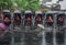 Rickshaw waiting for tourists in the rain