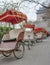 Rickshawâ€™s park in the early morning around the famous Bell tower, Beijing, China