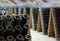 Riddling rack used for ageing sparkling wines