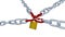 Ride along Chains with Four Red Links Locked with a Padlock