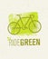 Ride Green Creative Eco Vector Bicycle Illustration on Recycled Paper Background