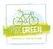 Ride Green Creative Eco Vector Bicycle Illustration on Recycled Paper Background