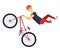 Ride on a sports bicycle, BMX cyclist performing a trick, mountain bike competition, color vector illustration isolated
