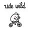 Ride wild bicycle sport illustration with marshmallow in a hat riding bike for printsposters competitions promo