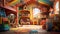Rideable full size Toy Room made from colorful wooden Art