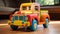 Rideable full size Toy truck made from colorful wooden Art