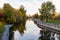 Rideau Canal, Hog\\\'s Back locks in Ottawa. Fall season in park with river