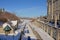 Rideau locks covered in snow in winter , Ottawa