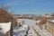 Rideau locks covered in snow in winter , Ottawa