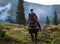 Rider on the horse in the Ukrainian Carpathians