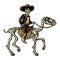 The rider in the Mexican man national costumes galloping on skeleton horse.