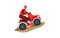 Rider on a red ATV. Extreme multi-wheel drive quad