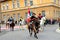 Riders in downtown Brasov